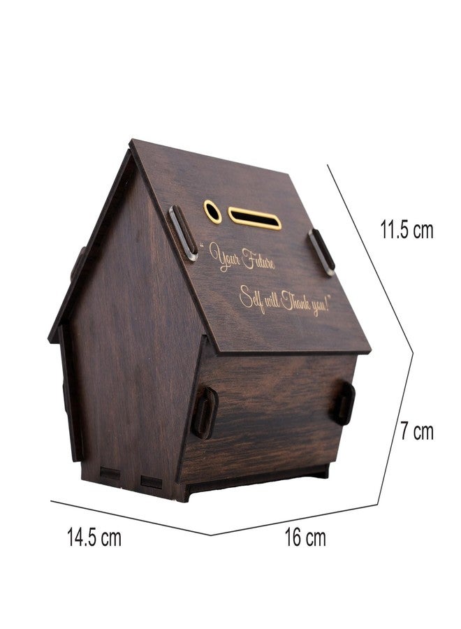 SAPRA Wooden Money Saving Box | House-Shaped Piggy Bank for Kids & Adults | Savings Box with Lock | Decorative Coin Bank | Gift for Birthday, Anniversary, Home & Office (Sparrow) - Image 3